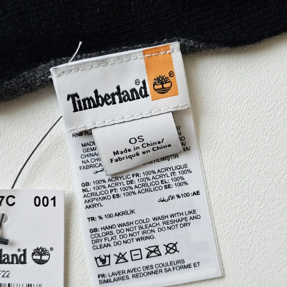Timberland Reversible Logo Scarf Black Gray NWT
